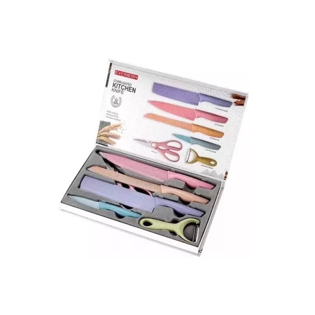 GENERICO - Set De Cuchillos De Carne Profesionales + Tijera+pelador Color Pastel