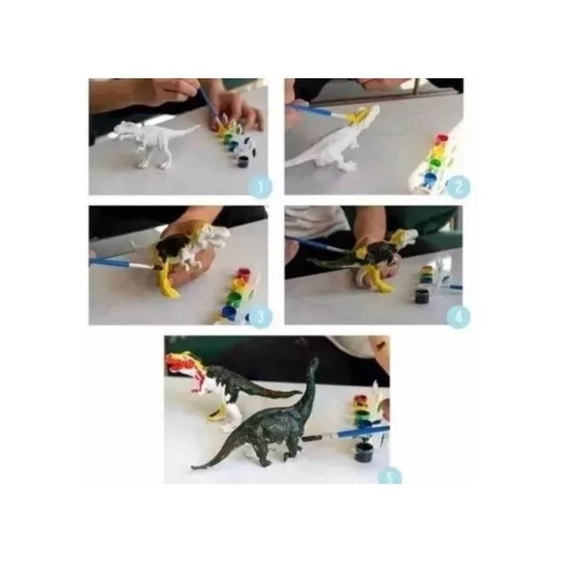 GENERICO - Dinosaurios Para Pintar A Tu Gusto 15cm Aprox + Pinturas