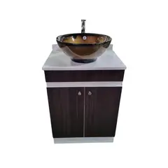 MODERN SPACE - Vanitorio Mdf 60x47cm Cafe Cubierta De Cuarzo Completo