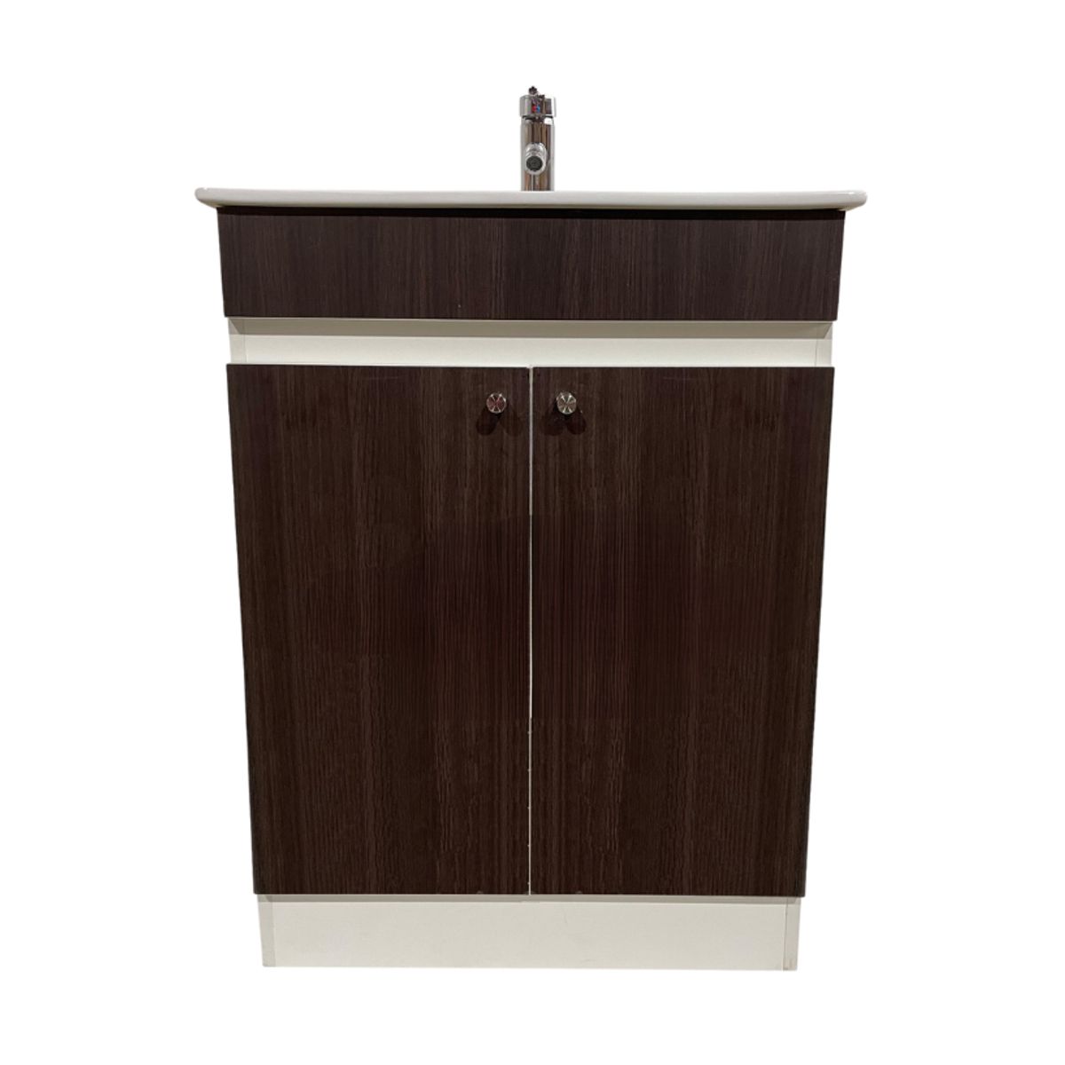 MODERN SPACE - Vanitorio Mdf 60x47cm Chocolate Con Cubierta de Loza y Grifería