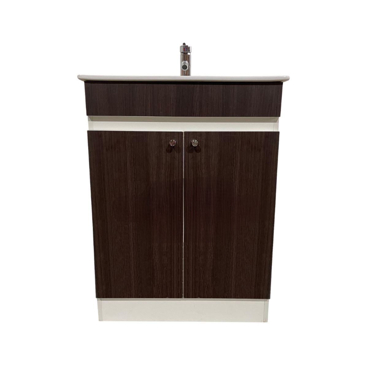 MODERN SPACE - Vanitorio Mdf 60x47cm Chocolate Con Cubierta de Loza y Grifería