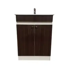 MODERN SPACE - Vanitorio Mdf 60x47cm Chocolate Con Cubierta de Loza y Grifería