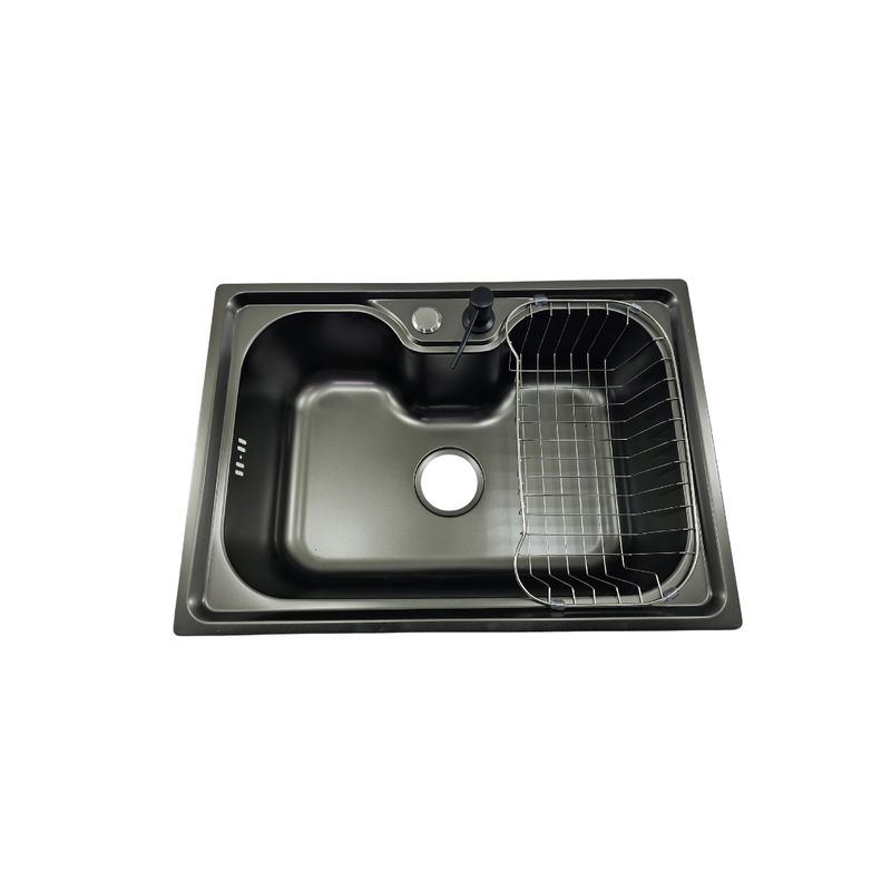 MODERN SPACE - Lavaplatos 50x40 Cm Negro Estilo Riñon + Dispensador