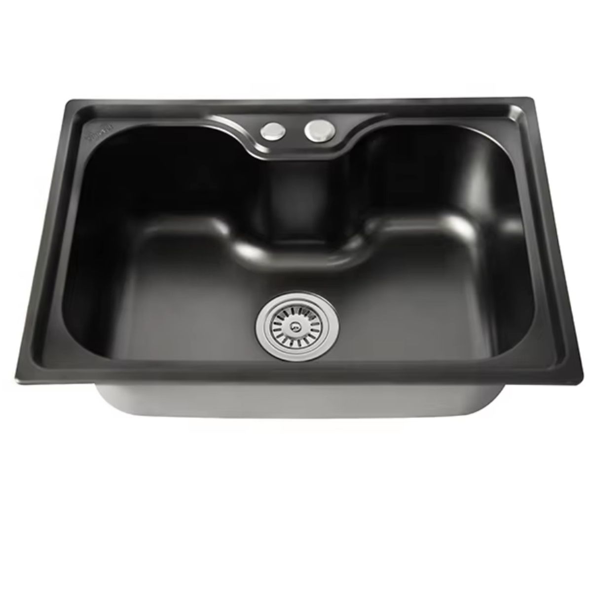 MODERN SPACE - Lavaplatos 50x40 Cm Negro Estilo Riñon + Dispensador