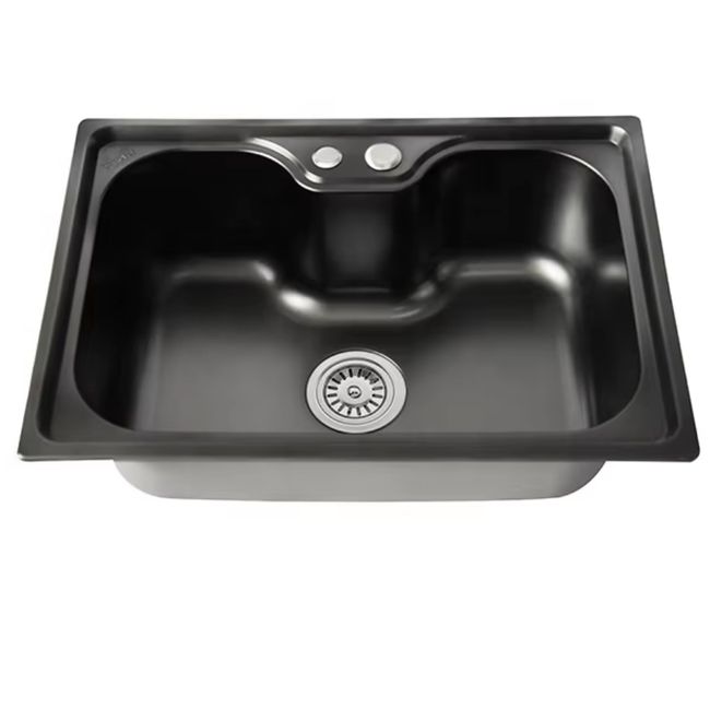 MODERN SPACE - Lavaplatos 50x40 Cm Negro Estilo Riñon + Dispensador