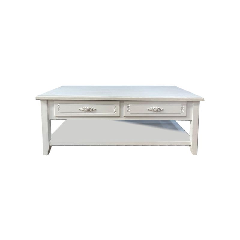 ECOMUSO - Mesa de Centro Blanca 4 Cajones Corazon Ecomuso