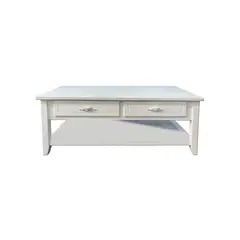 ECOMUSO - Mesa de Centro Blanca 4 Cajones Corazon