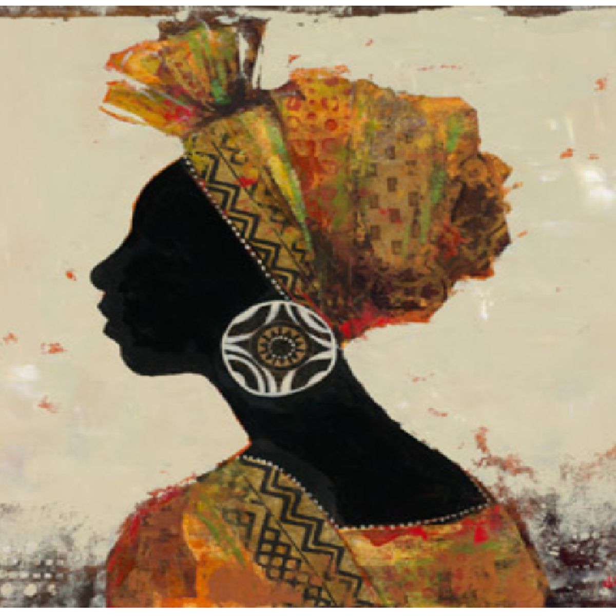 GENERICO - Cuadro Mujer africana  sin marco 60x60