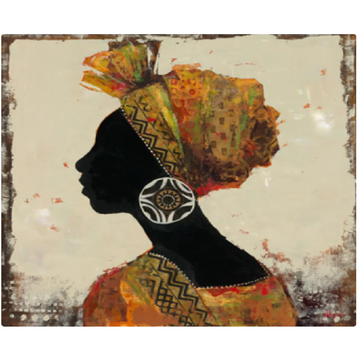 GENERICO - Cuadro Mujer africana  sin marco 60x60