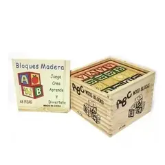 TEEMY - Juego Didáctico Bloque De Madera Cubo 48 Pieza Letras Numero