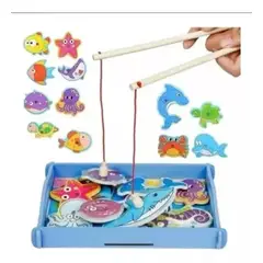 MONTESSORI WOOD - Juego Madera Pesca Magnético Puzzle Didáctico Niños Montesor