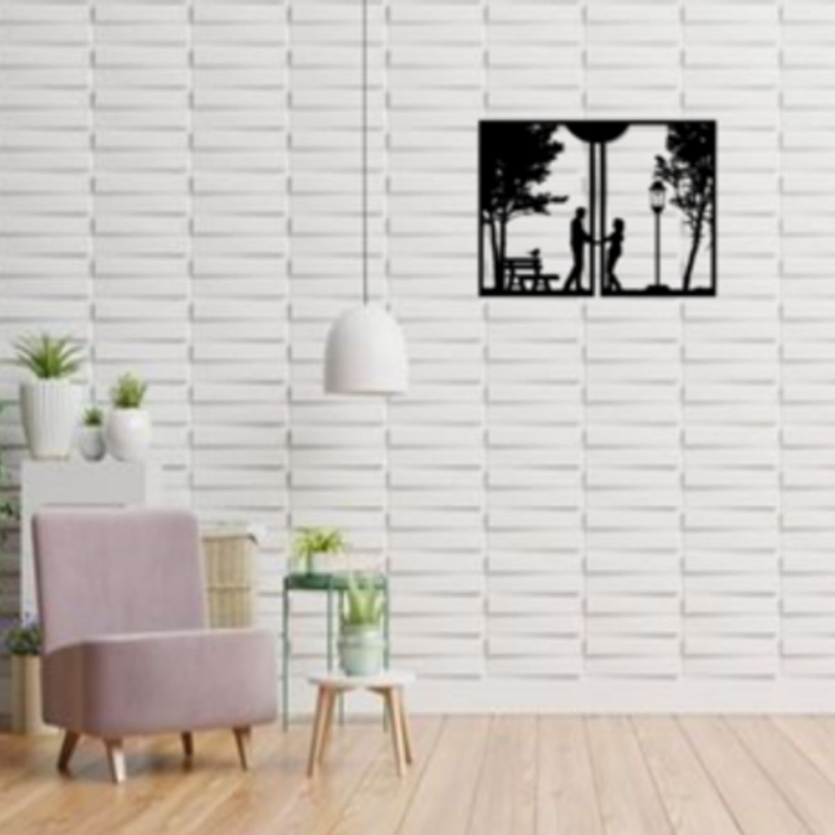 GENERICO - Cuadro Artesanal Pareja Enamorada en Madera mdf