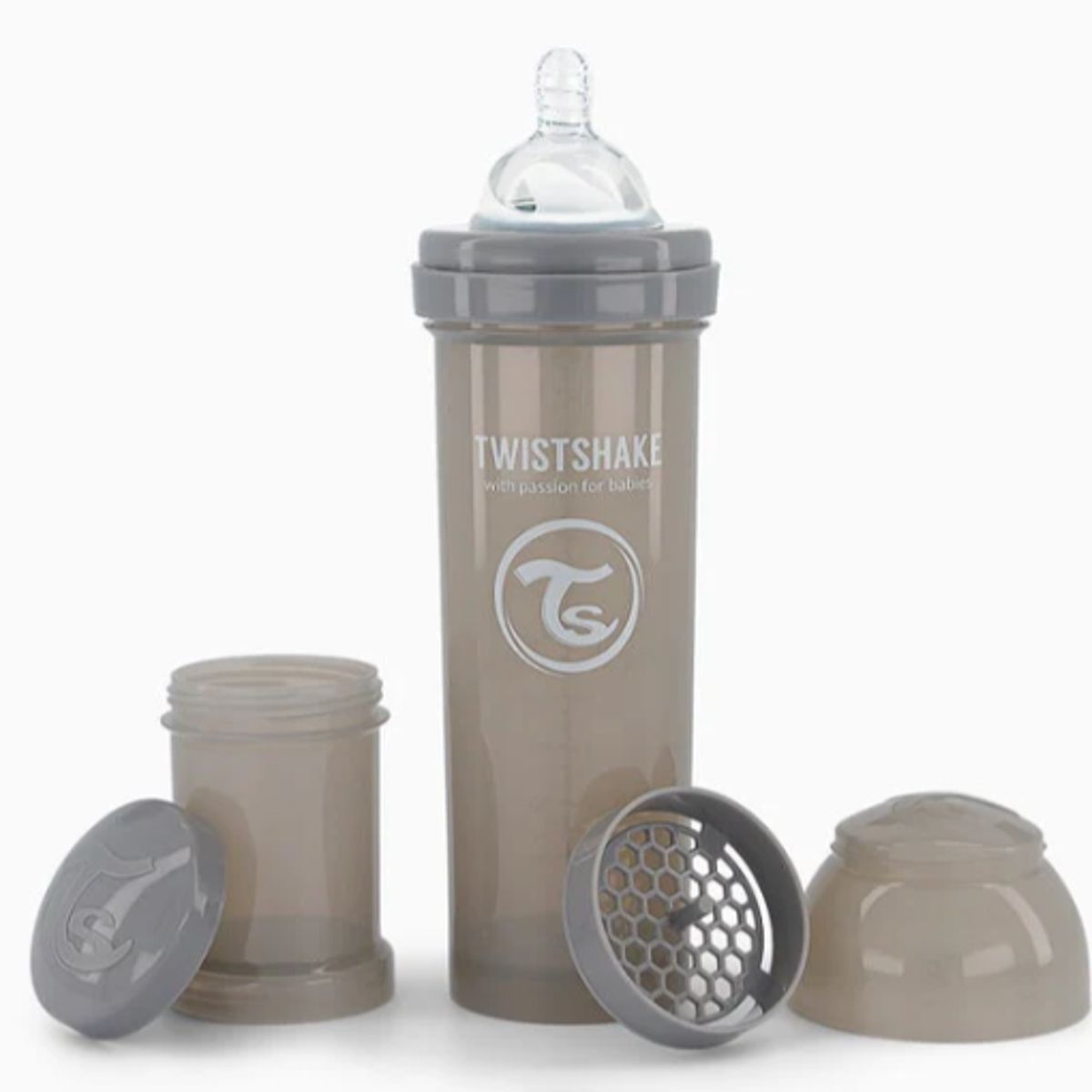 TWISTSHAKE - Mamadera Anticólicos Twistshake 330 ml Gris