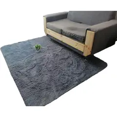 GENERICO - Alfombra Peluda Tipo Shaggy Para Living 150cm x 200cm Gris