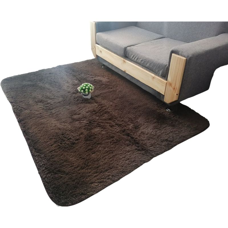 GENERICO - Alfombra Peluda Tipo Shaggy Para Living 180cm x 200cm Cafe