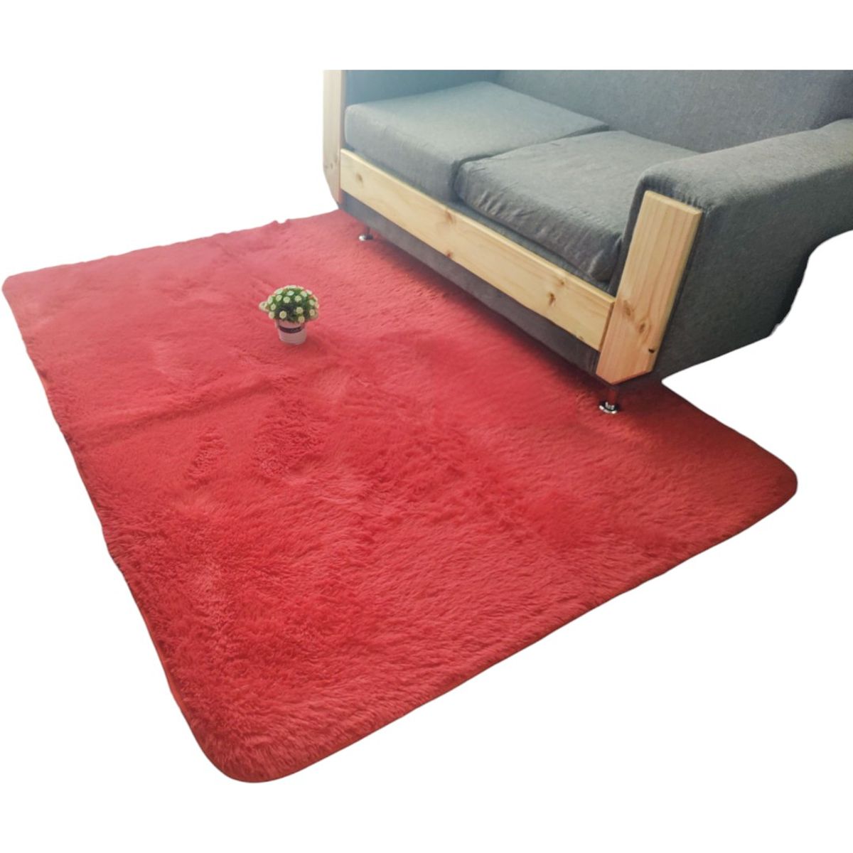 GENERICO - Alfombra Peluda Tipo Shaggy Para Living 180cm x 200cm Rojo
