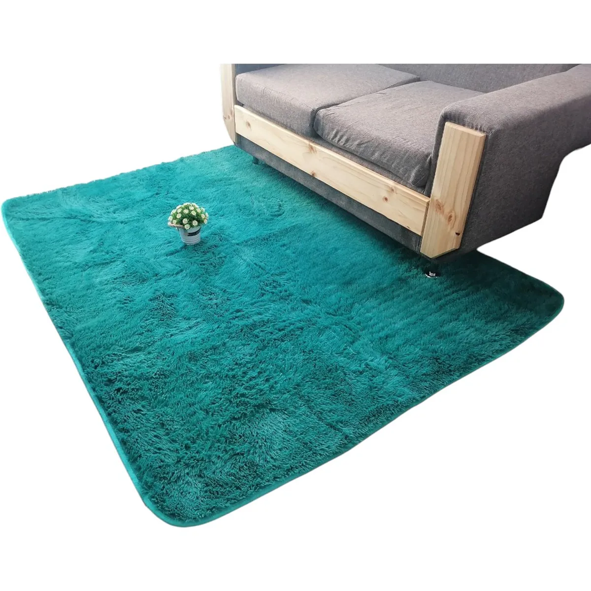 GENERICO - Alfombra Peluda Tipo Shaggy Para Living 180cm x 200cm Turquesa