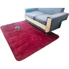 GENERICO - Alfombra Peluda Tipo Shaggy Para Living 200cmx240cm Burdeo