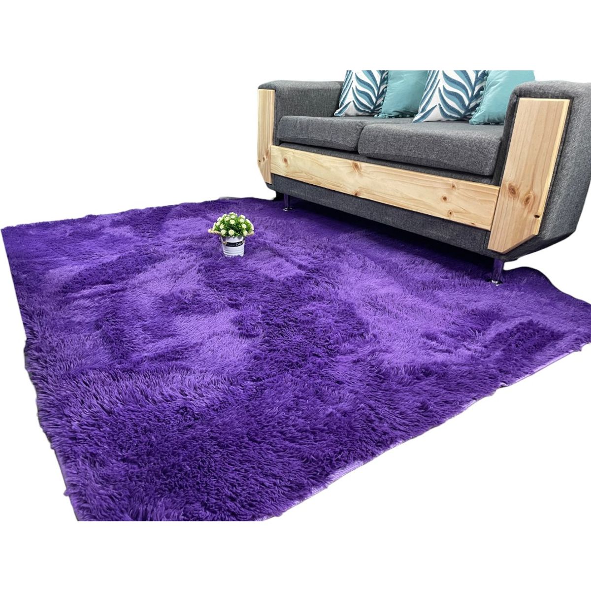 GENERICO - Alfombra Peluda Tipo Shaggy Para Living 200cmx240cm Morado