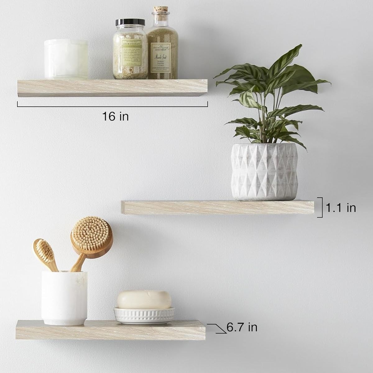 GENERICO - Repisas Flotantes De Madera Estante MDF Premium Natural Pack x3