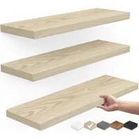 Repisas Flotantes De Madera Estante MDF Premium Natural Pack x3