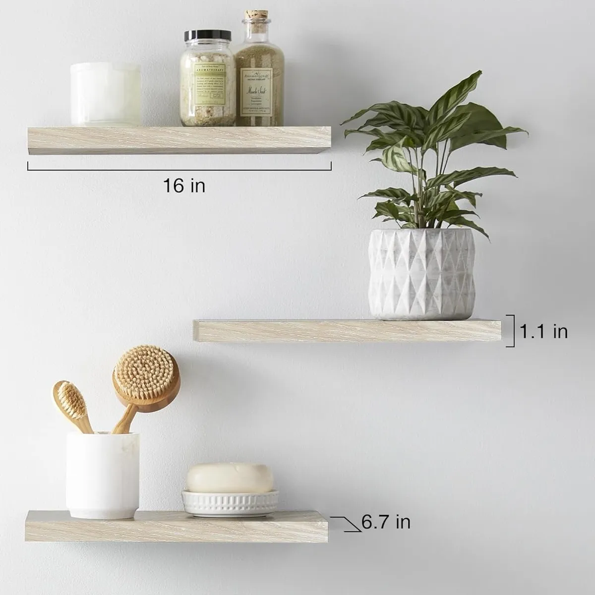 RAGNAR - Repisas Flotantes De Madera Estante MDF Premium Natural Pack x3