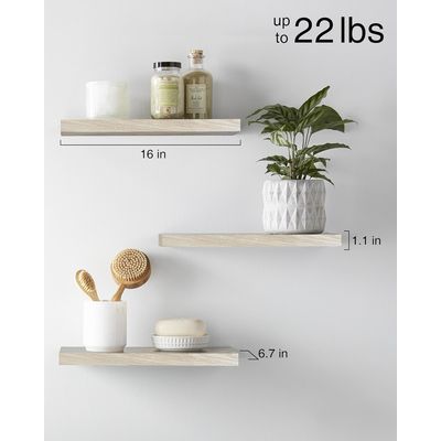 Imagen 2 del producto Repisas Flotantes De Madera Estante MDF Premium Natural Pack x3