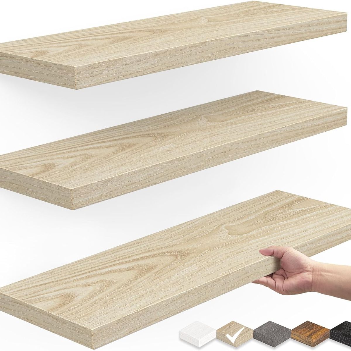GENERICO - Repisas Flotantes De Madera Estante MDF Premium Natural Pack x3