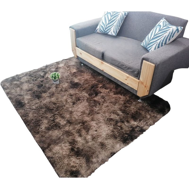 GENERICO - Alfombra Peluda Tipo Shaggy Para Living 200cmx240cm Cafe Jaspeado