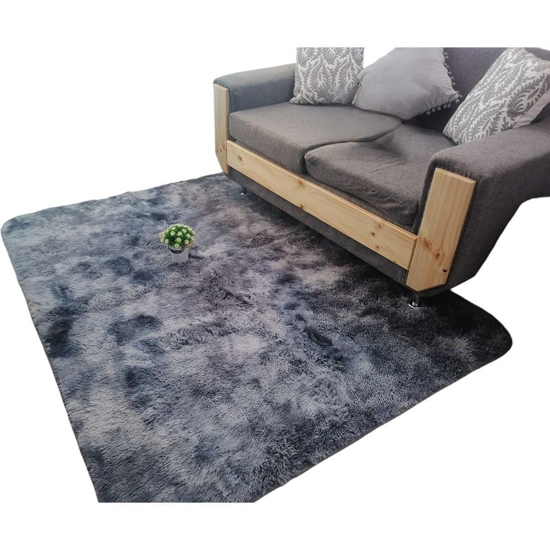 GENERICO - Alfombra Peluda Tipo Shaggy Para Living 200cmx240cm Gris Jaspeado