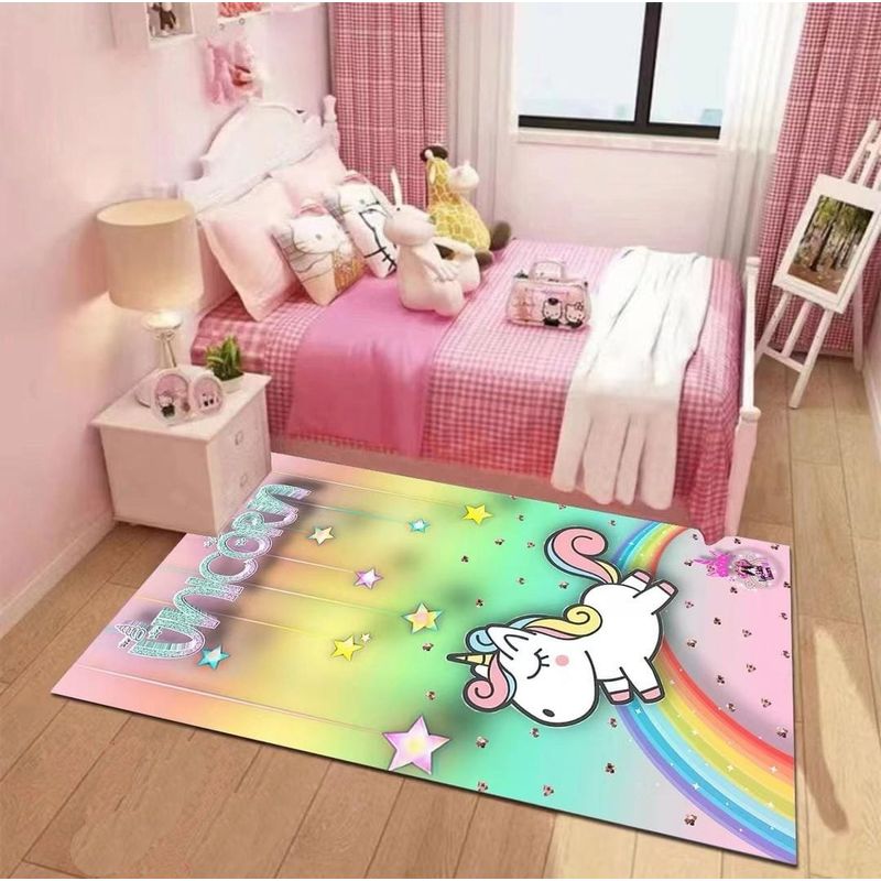 GENERICO - ALFOMBRA INFANTIL 120X160CM CON DISEÑO UNICORNIO MULTICOLOR