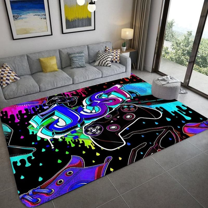 GENERICO - ALFOMBRA INFANTIL 120X160CM DISEÑO GAMER ANTIRESBALANTE