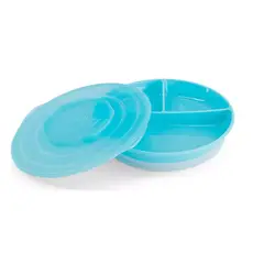 TWISTSHAKE - Plato con División Antideslizante Azul-Sin BPA