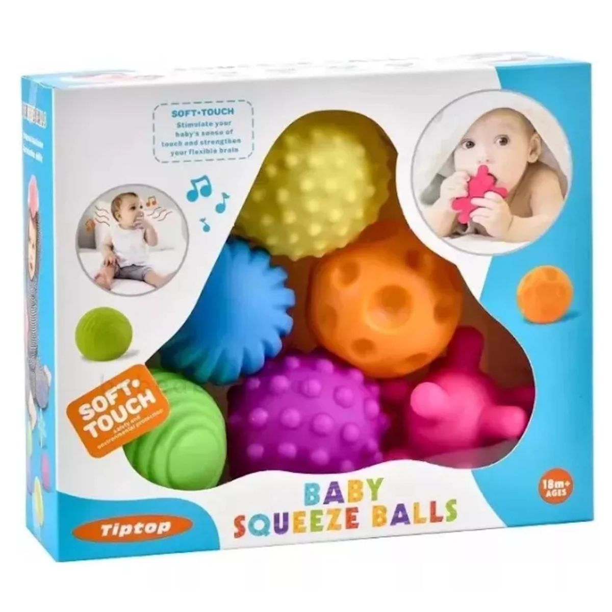 GENERICO - Set 6 Pelotas Sensoriales Para Bebes Estimulantes Sonajeras