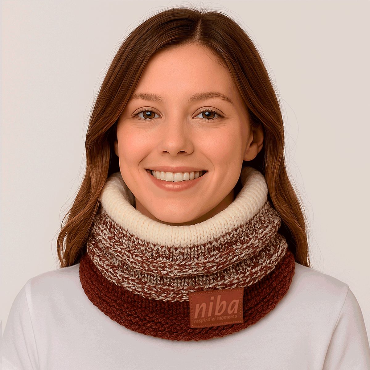 NIBA - Bufanda Lana Circular Café beige Niba