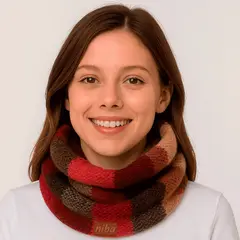 NIBA - Bufanda Lana Circular Rojo Rosa Negro
