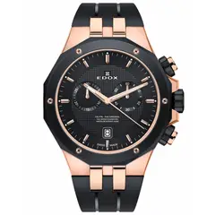 EDOX - Reloj Black and Rose Gold Chronograph Hombre