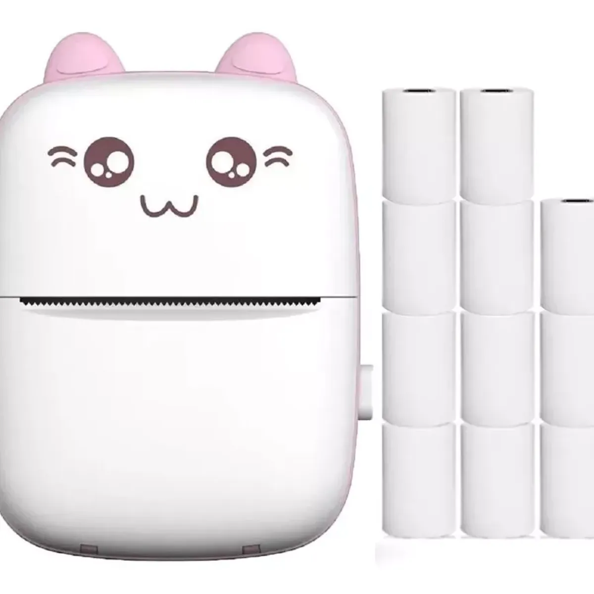 MUNDO MAGIA - Mini Impresora Térmica Gatita Bluetooth 200dpi 11 Rollos