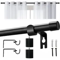 TNAKIEX - Barra Cortina Baño Ducha Metal Extensible 80-360 Cm-Negro