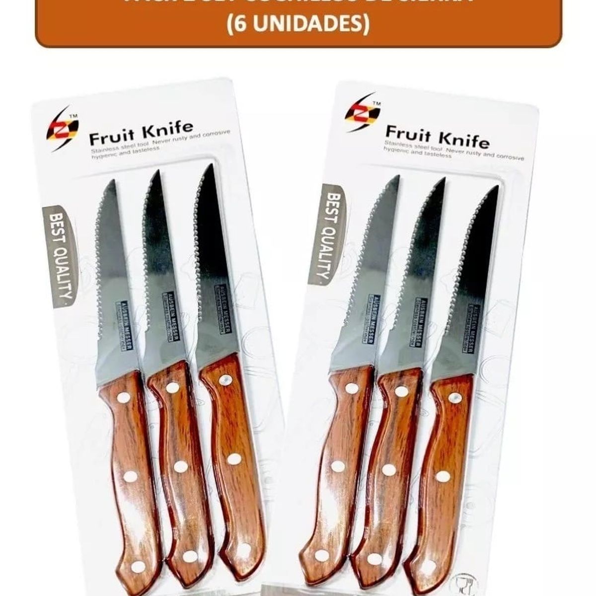 GENERICO - Pack 6 Cuchillos De Sierra Para Asados Acero Inoxidable