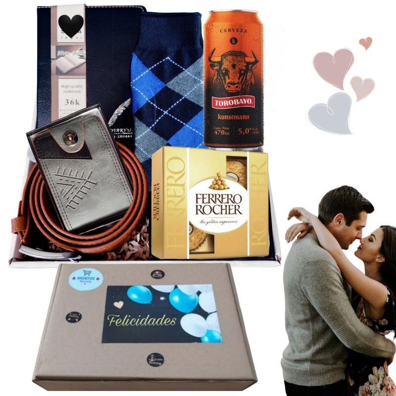 GENERICO - Billetera hombre cuero sintético + accesorios set de regalo