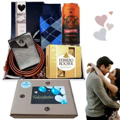 GENERICO - Billetera hombre cuero sintético + accesorios set de regalo
