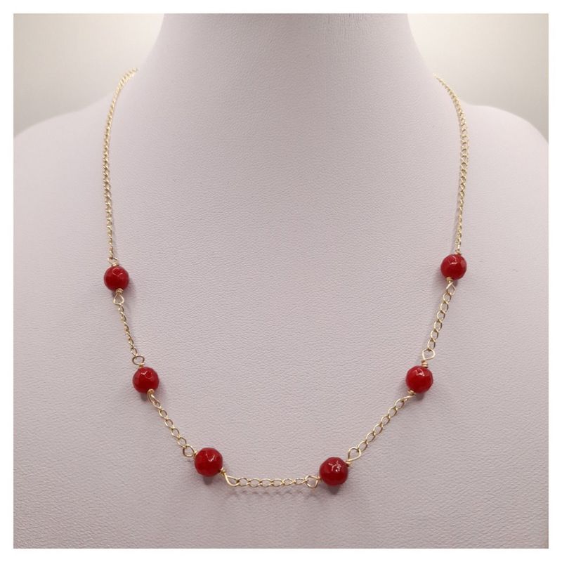 CAT JOYAS - Collar raíz de rubí enchapado en oro