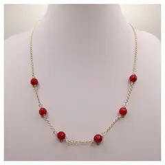 CAT JOYAS - Collar raíz de rubí enchapado en oro