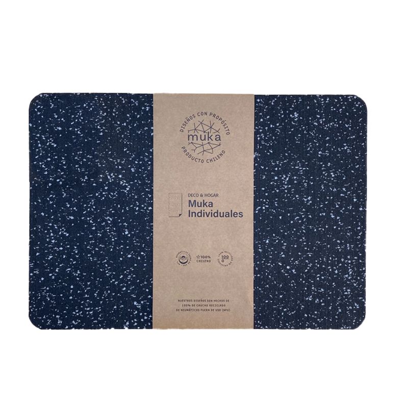 MUKA - Pack 6 Individuales Muka Caucho Reciclado Negro Gris