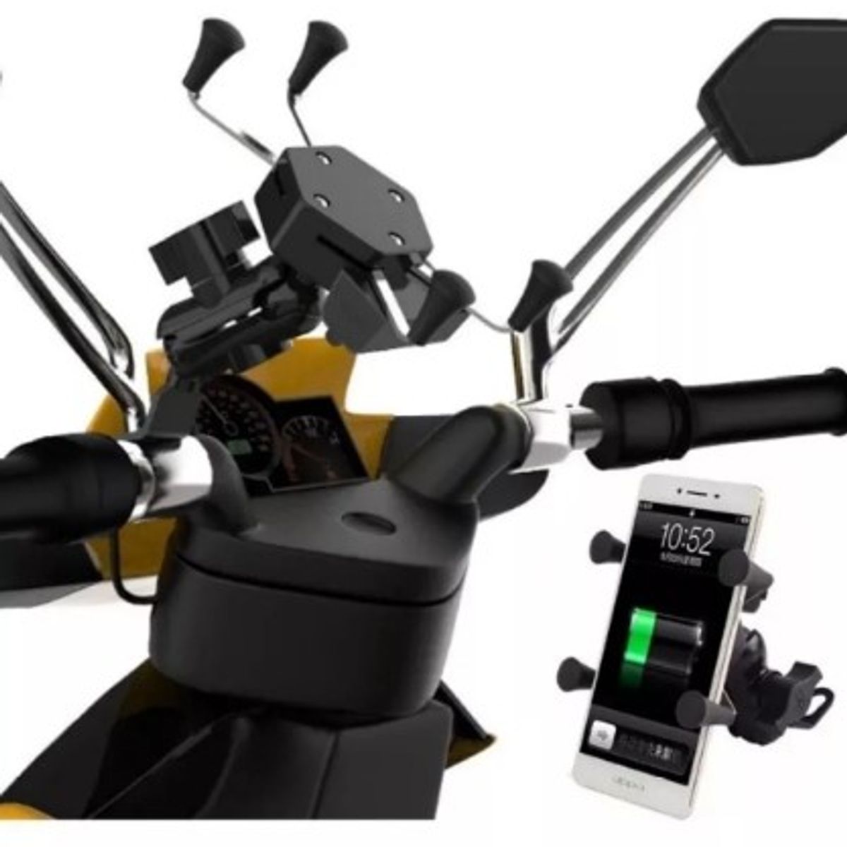 GENERICO - Soporte Para Celular Moto Con Cargador Base Para Espejos