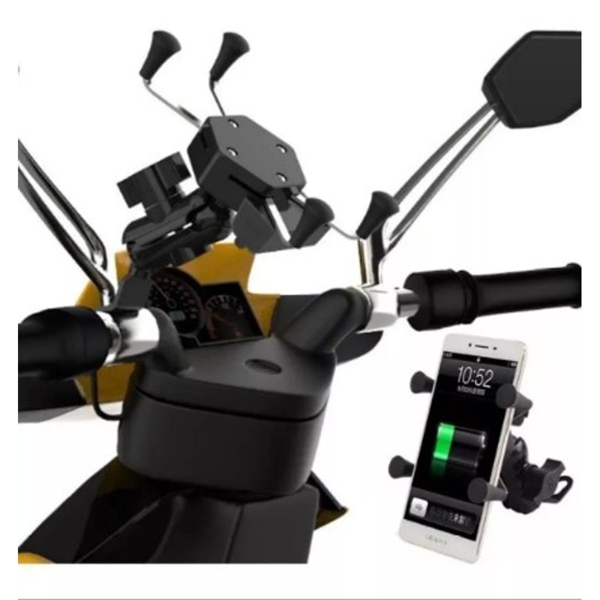 GENERICO - Soporte Para Celular Moto Con Cargador Base Para Espejos