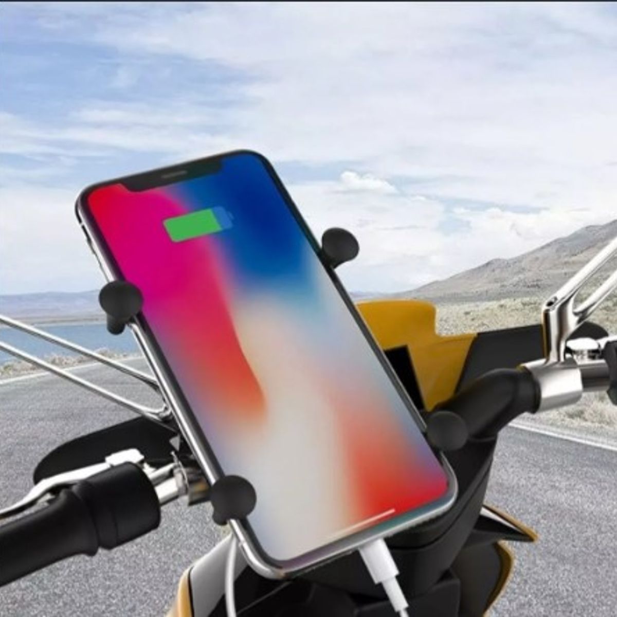 GENERICO - Soporte Para Celular Moto Con Cargador Base Para Espejos