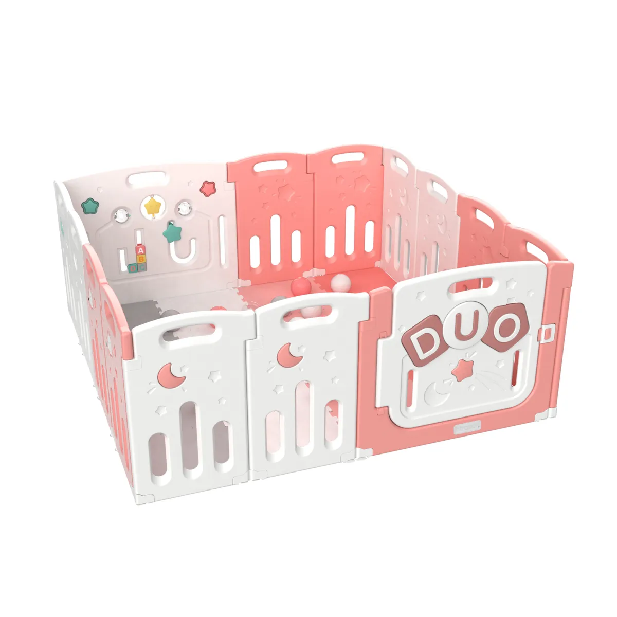 BBQOOL - Corral Didáctico de Juegos Duo Pink + Alfombra + Pelotas