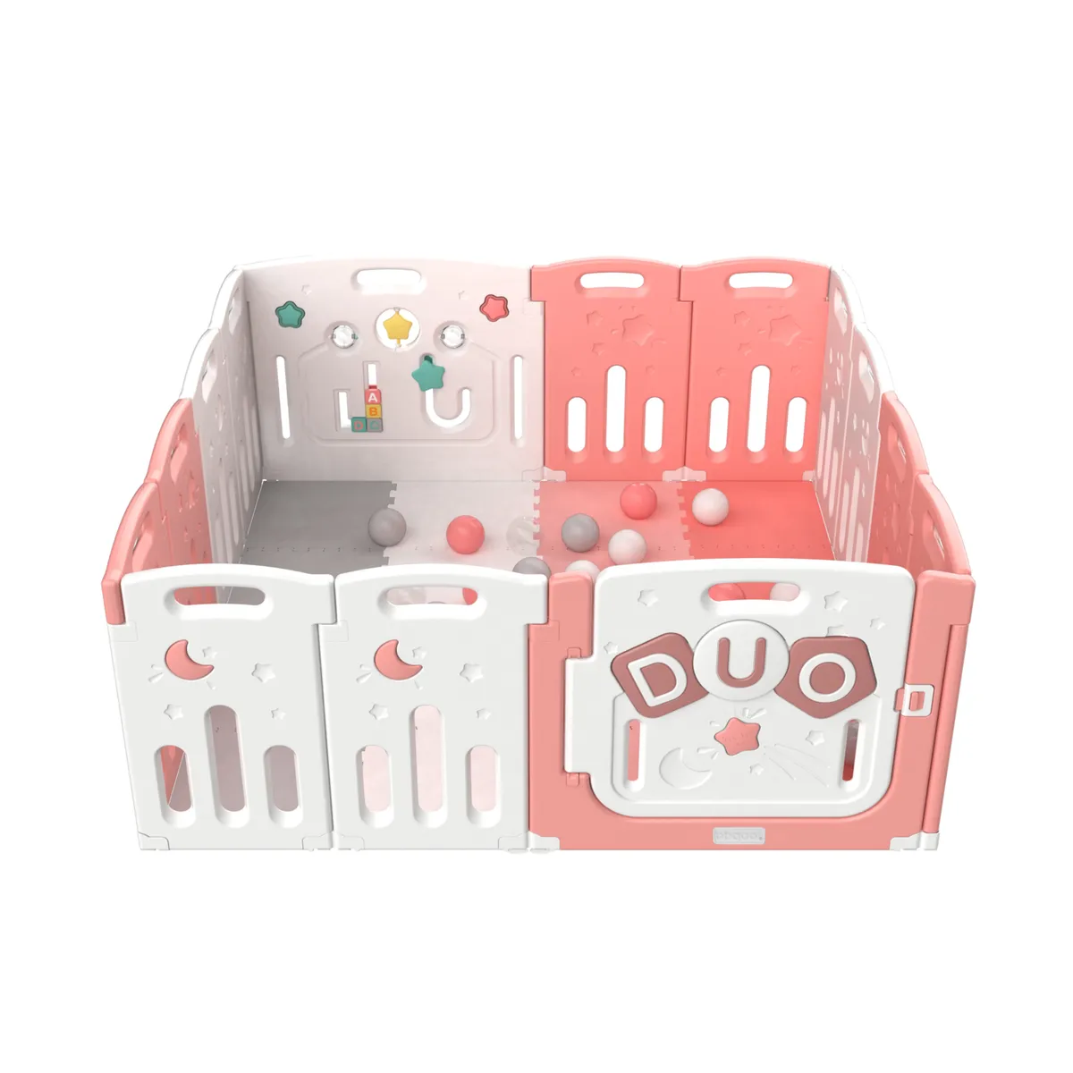 BBQOOL - Corral Didáctico de Juegos Duo Pink + Alfombra + Pelotas